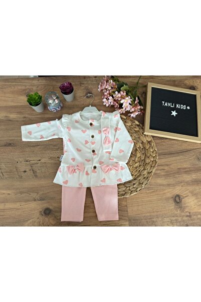 Baby Tavlı Kids Nafitto Kız Çocuk 2’li Takım – Kalp Desenli Alt Üst Kombin