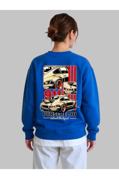 ArtYus Унисекс дълъг ръкав Porsche 911 кола гръб трансфер печат велосипед яка...