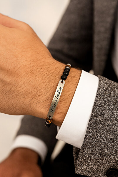 Narflake Kişiye Özel Çelik Plaka İsimli Özel Tasarım Özel Boncuklu Erkek Bile...