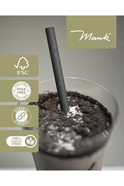 Mank Black Bubble Tea Straws, made of paper, individually wrapped, 12 mm x 23 cm, 100 pcs