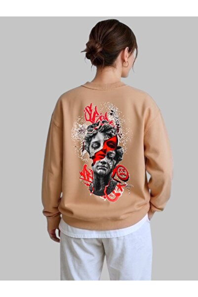 ArtYus Tricou unisex cu mânecă lungă Sculpture Back Transfer cu imprimeu gule...