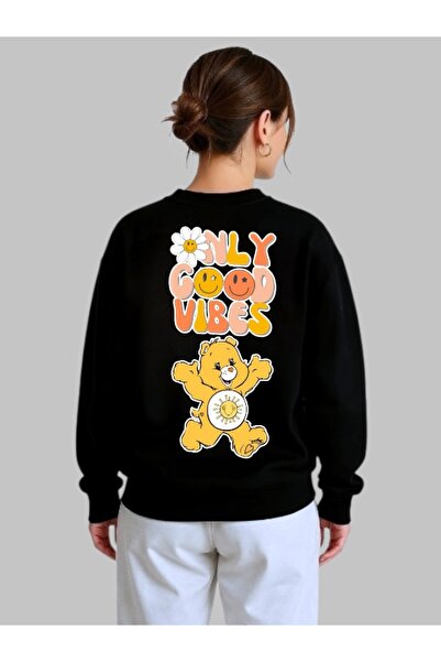 ArtYus Tricou unisex cu mânecă lungă Only Good Vibes Transfer pe spate cu imp...