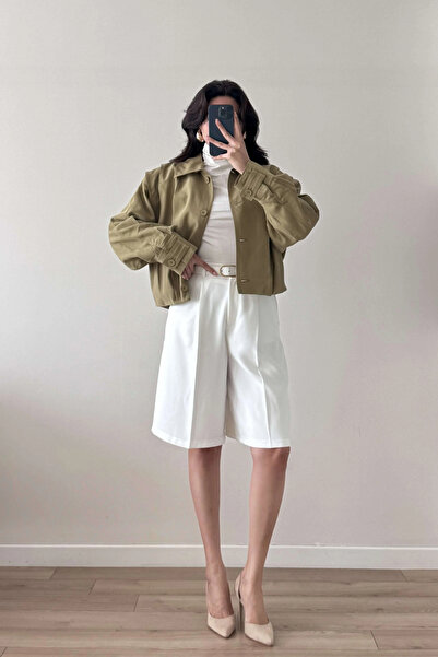 Eka Kadın Beyaz Oversize Şort 1017-4142