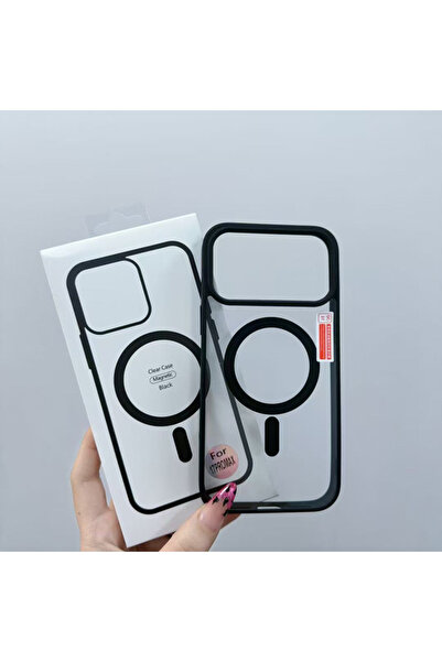 Generic جراب هاتف مغناطيسي بإطار ملون شفاف مع شحن لاسلكي لهاتف iPhone 17/17 P...