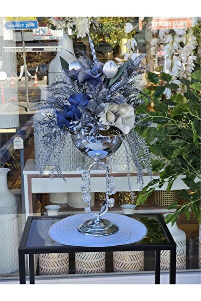 Hinora Κομψή διακόσμηση με μεταλλικά στριφτάρια με λουλούδια Διακοσμητικό επιτραπέζιο στολίδι μεσαίου μεγέθους 20x38cm