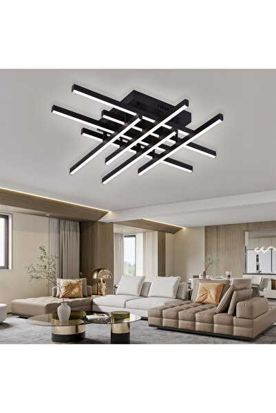 ALC-Shop Πολυέλαιος LED με τηλεχειριστήριο LINEX, 90W, 8 στοιχεία, κρύο/ζεστό/ουδέτερο φως, ρυθμιζόμενος, μαύρος