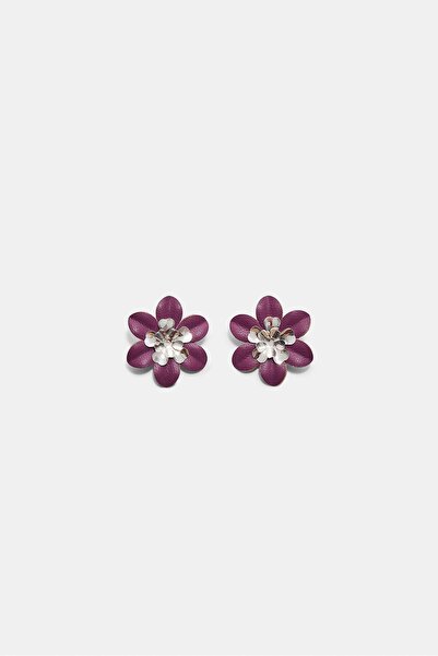 Stradivarius Contrast leather effect flower earrings