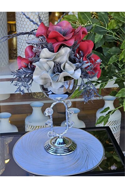 Hinora Κομψή διακόσμηση με μεταλλικά στριφτάρια με λουλούδια διακοσμητικό επιτραπέζιο στολίδι μικρού μεγέθους 16x33cm
