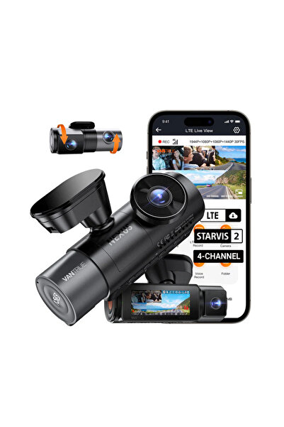 VANTRUE N5S Auto Camera with 4 Channels, 360°, HDR+WDR, Voice Control, Night Vision, GPS, G-Sensor,