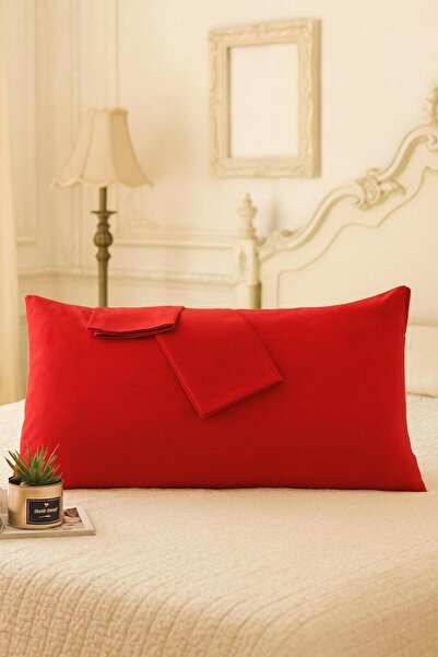 Lio20 50 X 70 cm Size Cotton Fabric Covered 2-Piece Pillowcase Set - Red