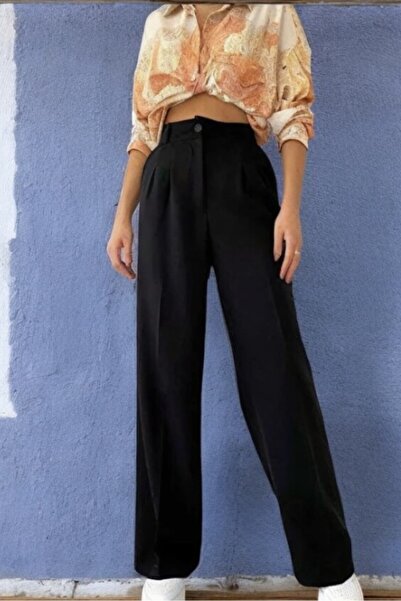byhaziran butik Lana Women's High Waist Pleated Fabric Trousers