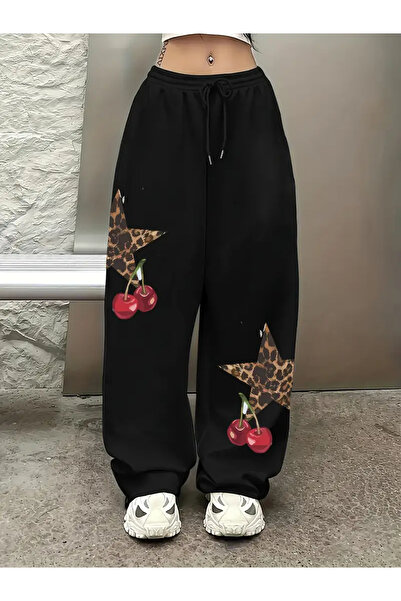 Machetta Women's Leopard Star Cherry Printed Jogger Relaxed Fit Sweatpants