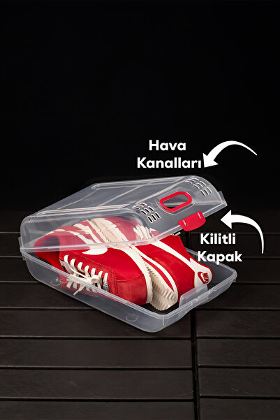 Porsima 204 10lu Kadın, Çocuk Ayakkabı Saklama Kutusu-Şeffaf Pratik Ayakkabı Kabı Düzenleyici Saklama Seti