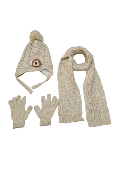 Kitti 1-4 Yaş Erkek Bebek & Çocuk Atkı Bere Eldiven 3'lü Takım