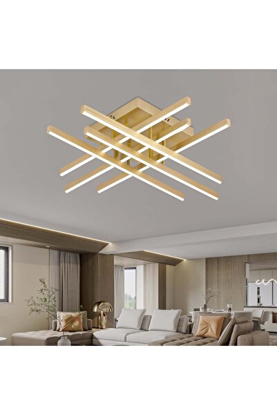 ALC-Shop Lustra LED cu Telecomanda LINEX, 109W, Lumina 3000K/4000K/6000K, Dimabila, Auriu