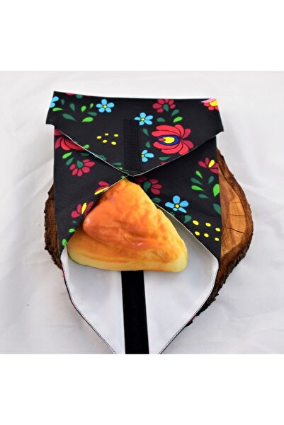 VeraGreen Padded, reusable, cotton napkin, for sandwiches, pastries, embroidery, black