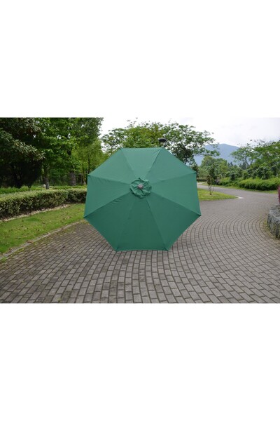 Flippy Sun Umbrella, Flippy, Diameter 2.70 m, Height 2.80 m, 9 Arms, Crank, Rod Diameter 35 mm, Tilt, Green