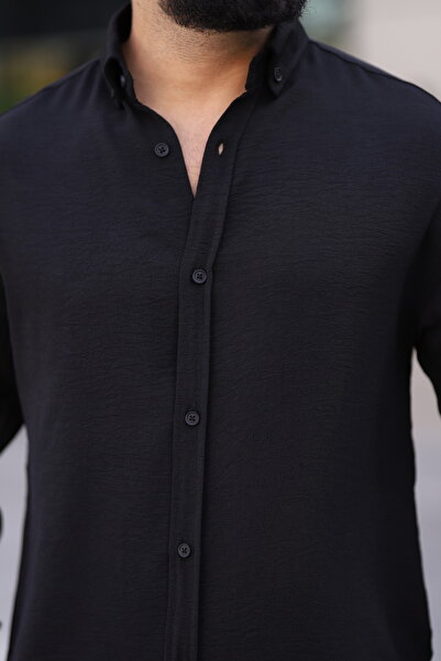 Bürke Ayrobin мъжка риза с дълги ръкави, черна, с голям размер