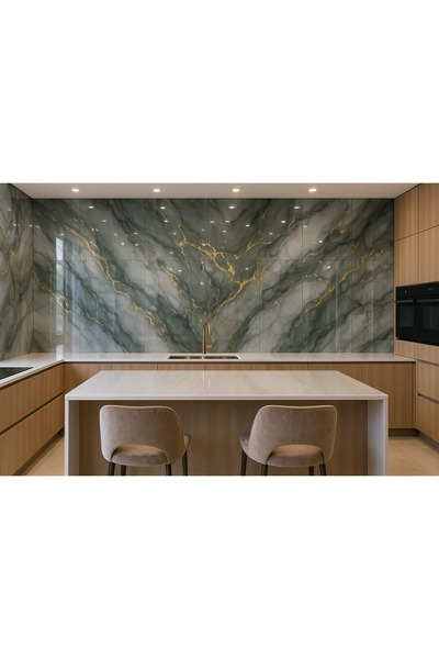 UKAB DEKOR 60x120 Cm (0,72 m²) Kendinden Yapışkanlı Mavi Gold Mermer Desenli ...