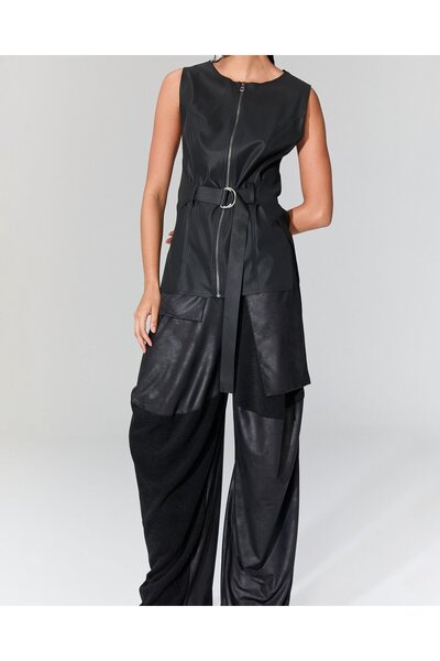 LAMANTE Deri Detaylı Triko Pantolon-S