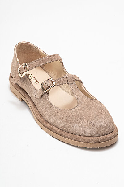 Dericlub Kadın Çift Tokalı Günlük Ayakkabı Gerçek Deri RC 40205 BEJ