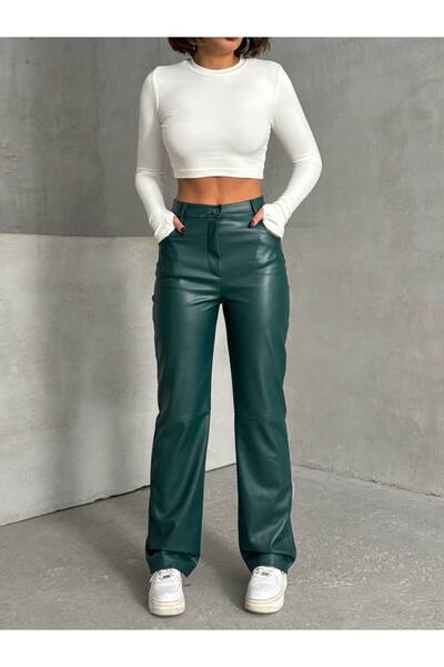 Ecenin Favorileri Faux Leather Women's Trousers