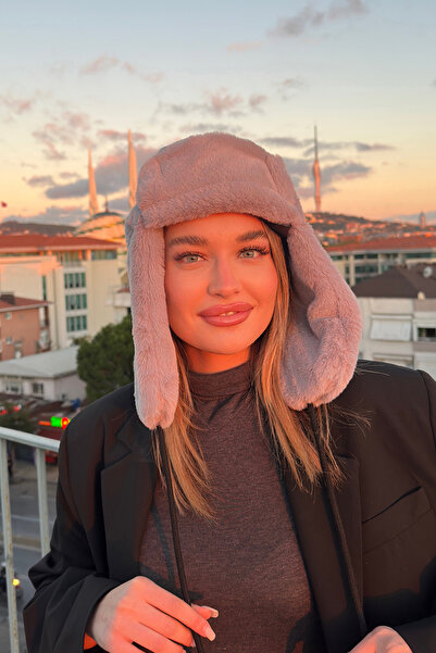 Mollycrush Women's Gray Faux Fur Plush Hairy Elite Pompom Hat Beanie