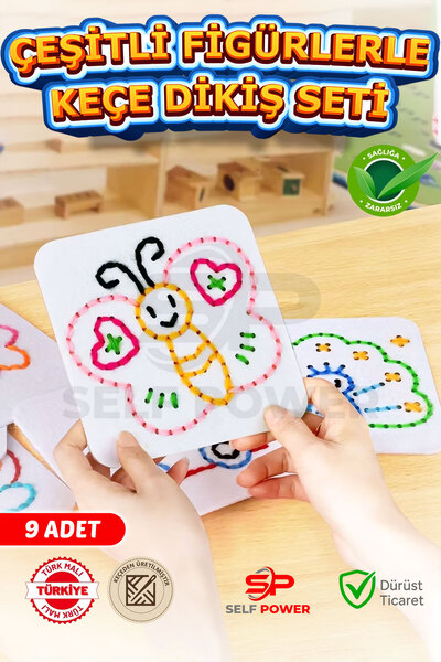 Self Power Keçe'den 9 Adet El İşi Dikiş Kiti Desenli , Kolay ve Eğlenceli Hob...