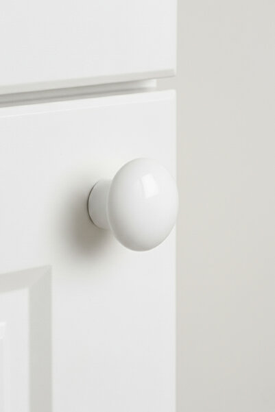 MegaVitrin White Plastic Mushroom Knob Furniture Handle - Single Screw - Cabinet and Drawer Handle