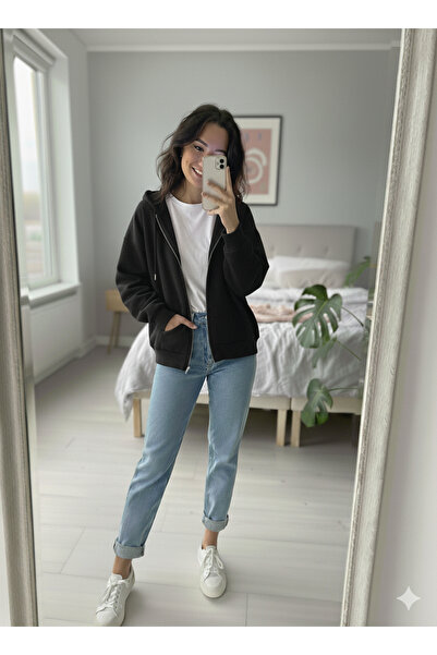 Ceylen Φούτερ Unisex Over Size 3 Threaded με επένδυση fleece φερμουάρ