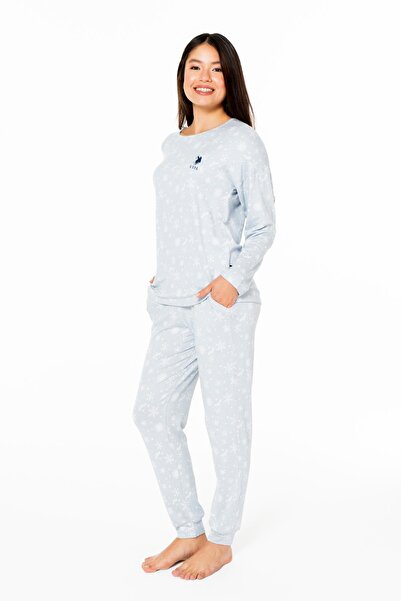 U.S. Polo Assn. Kadın İnce Polar Ev Giyim Pijama Takım