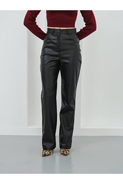 Ecenin Favorileri Faux Leather Women's Trousers