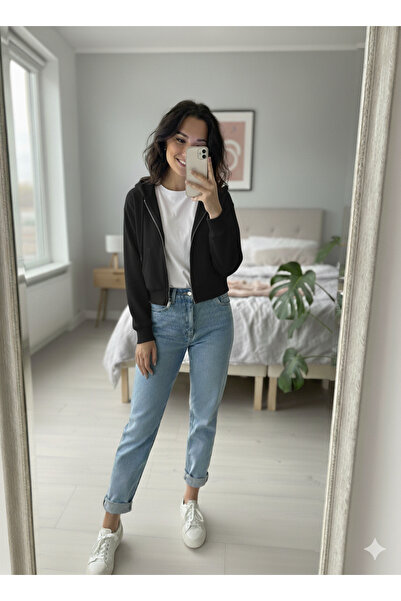 Ceylen Γυναικείο φούτερ με κουκούλα και φερμουάρ με 3 κλωστές