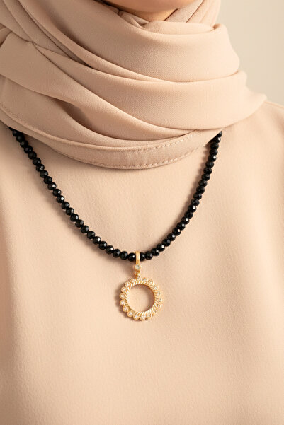 TwinsCollection Çeyrekli Altın Uyumlu 6mm Siyah Boncuk Kolye - Altın Takılan ...