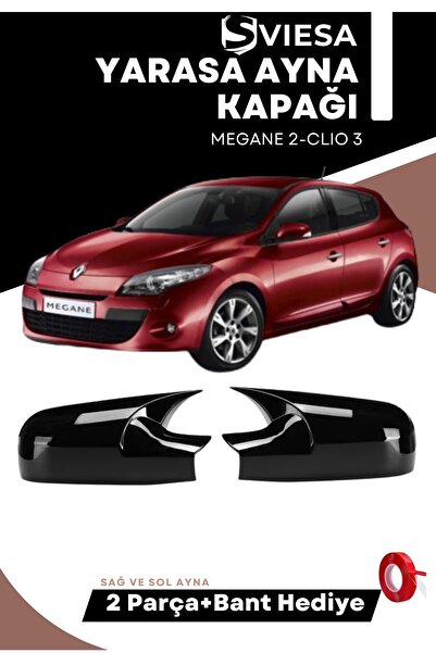 Sviesa Renault Megane 2-Clio 3 Uyumlu Batman Yarasa Ayna Kapağı Piano Black