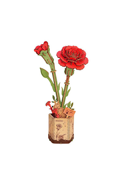 ROWOOD 3D Puzzle Red Carnation, 124 pieces, Wood,
