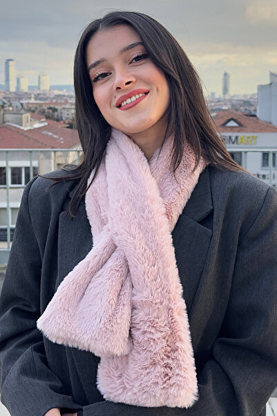 Mollycrush Eșarfă moale de pluș | Eșarfă de damă roz cu blană artificială de ...