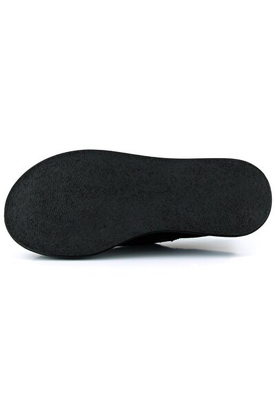 Erkan Saçmacı Miyuki Black Suede Round Toe Elastic Band Wedge Heeled Casual Shoes