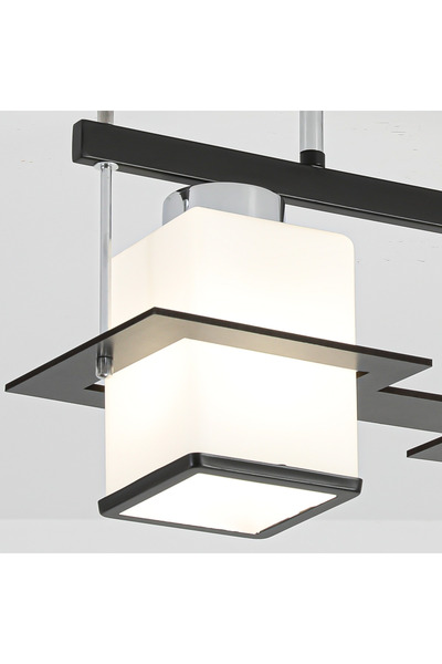 Alista Home Lustra Clasica Aramis cu Lemn Abajur Patrat 2 X E27 Alb Negru