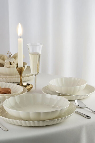Kütahya Porselen Bone Luz Form 52 Parça 12 Kişilik Yemek Takımı
