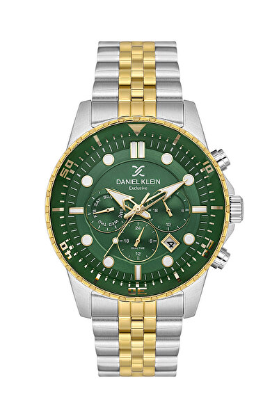Daniel Klein ساعة رجالية حصرية من الفولاذ المقاوم للصدأ باللونين الفضي والذهب...