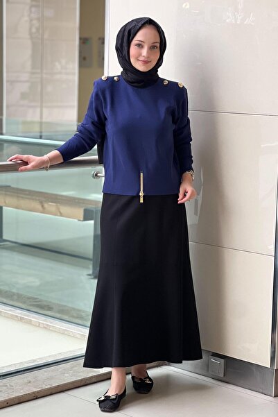 Ghisa Knitwear Tunic with Button Detail on the Shoulders