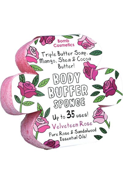 Bomb Cosmetics Exfoliating soap with Velveteen Rose Body Buffer sponge,