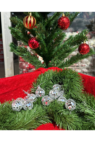 Cansüs 12-Piece Silver Christmas Tree Ornament Cute Ball Set – 3 cm Christmas Decorative Ornament