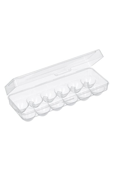 ANTBRO 12-Egg Plastic Holder 0% BPA, Transparent with Lid, 28 x 10.2 x 7.2 cm