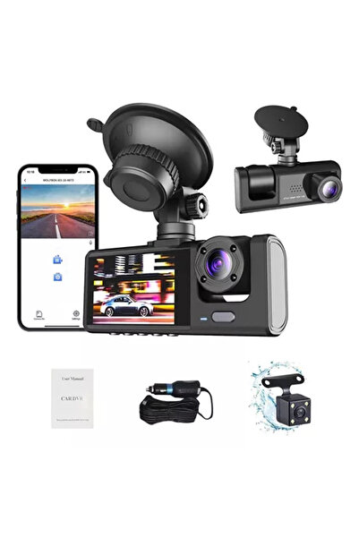 REVOPRO 1080P Dash Cam Full Hd Araç içi Kamera Ön Arka ve İç Kayıt 3 Kamera G...