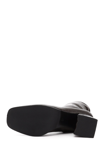 GÖNDERİ(R) Women's / Girls' Brown Krako Leather Look Thick Heeled Stretch Boots