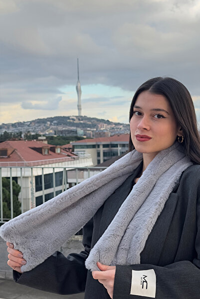 Mollycrush Plush Soft Soft Scarf | Winter Faux Fur Gray Women's Neckerchief