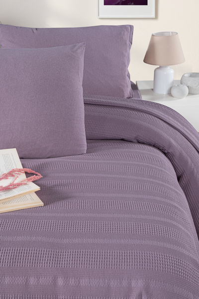 evdehome Pamuk Dual Tek Kişilik Pike Yatak Örtüsü Seti 160x230, Lastikli Çarşaf 100x200, 1 Yastık Kılıf