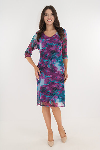 Trend Land Ανοιχτό μπλε φόρεμα από τούλι με φλοράλ τυπωμένο σχέδιο από κυκλάμινο